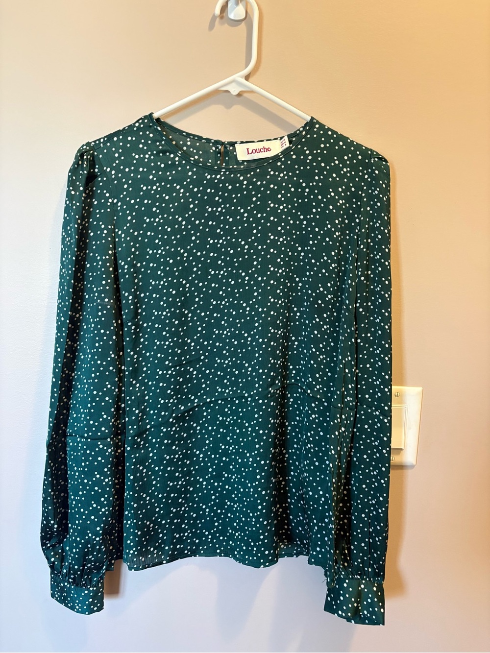 Modcloth Teal and White Speckled Long-Sleeve Blouse